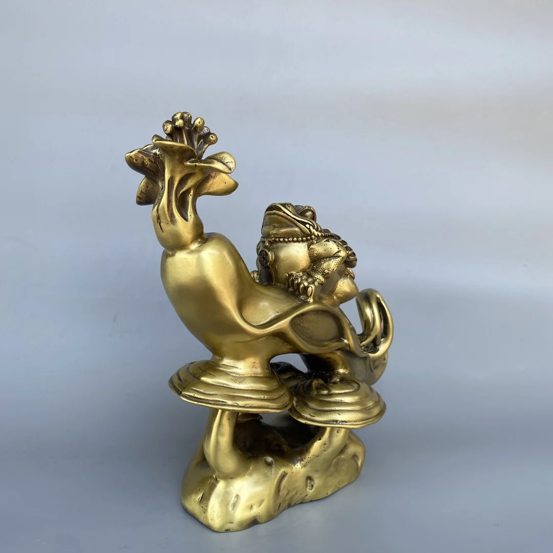 Pure Copper Jin Chan and Ginseng Statue Elegant Home Decoration Living Room and Entryway Exquisite Feng Shui Blessing Ornament view 4