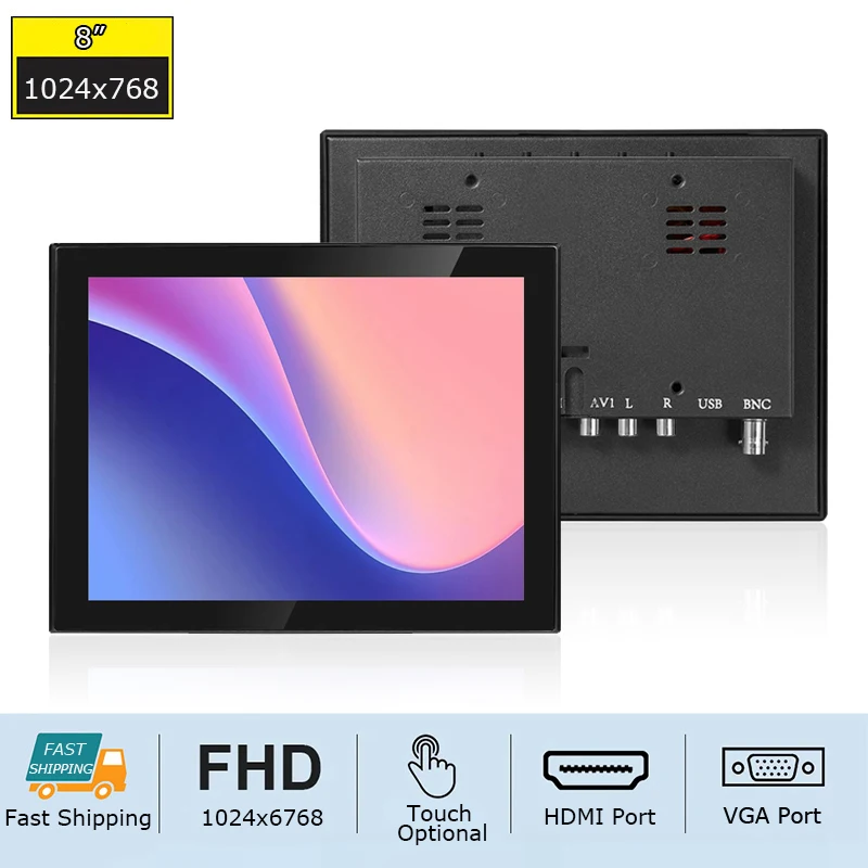 

8 Inch Open Frame IP65 Waterproof Kiosk Display Industrial Capacitive Multi Touch LCD Monitor VGA for HDMI Small Size 1024x768