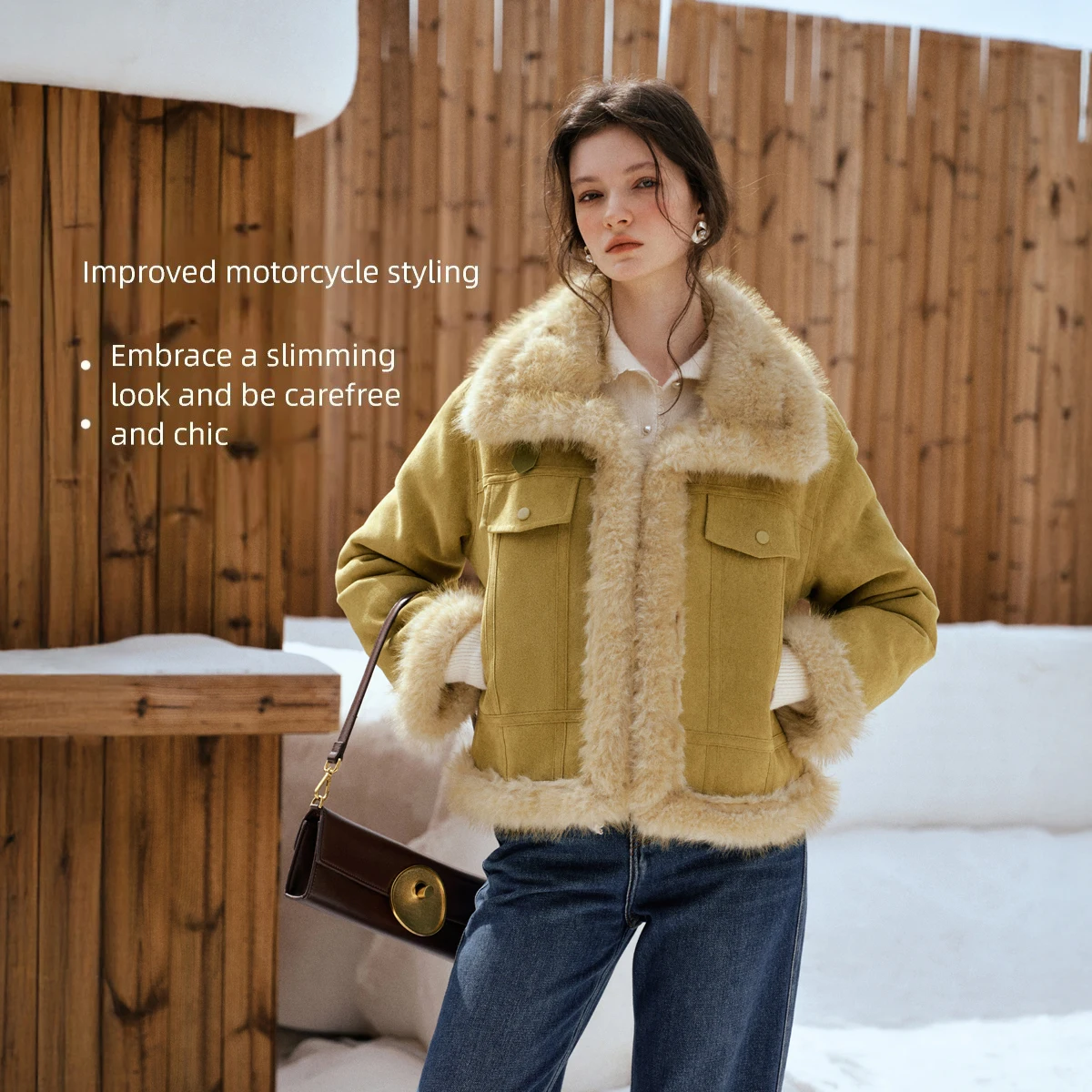 OLrain Suede Jacket Women's 2026 Autumn And Winter New Environmentally Friendly Fur Lapel Short Fur Integrated Top GO58DP003628