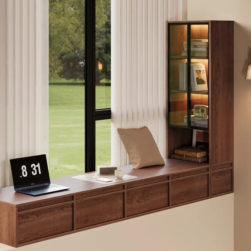 Solid wood window sill bay window cabinet locker glass door bookcase balcony tatami bedside bedroom multi-functional shelf
