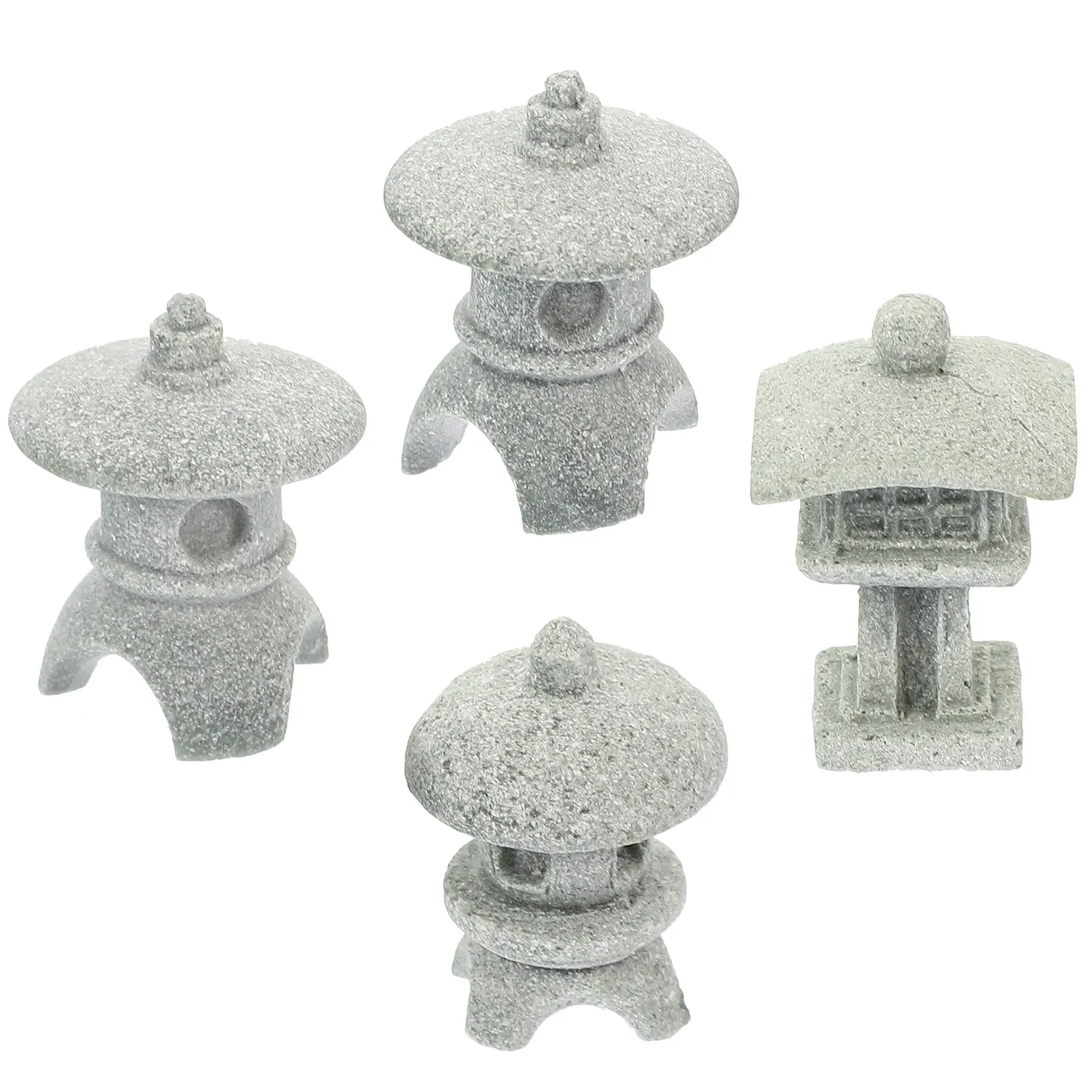 

4Pcs Lantern Statue Mini Statue Ornaments for Zen Garden Aquarium Scenery Durable Sandstone Material