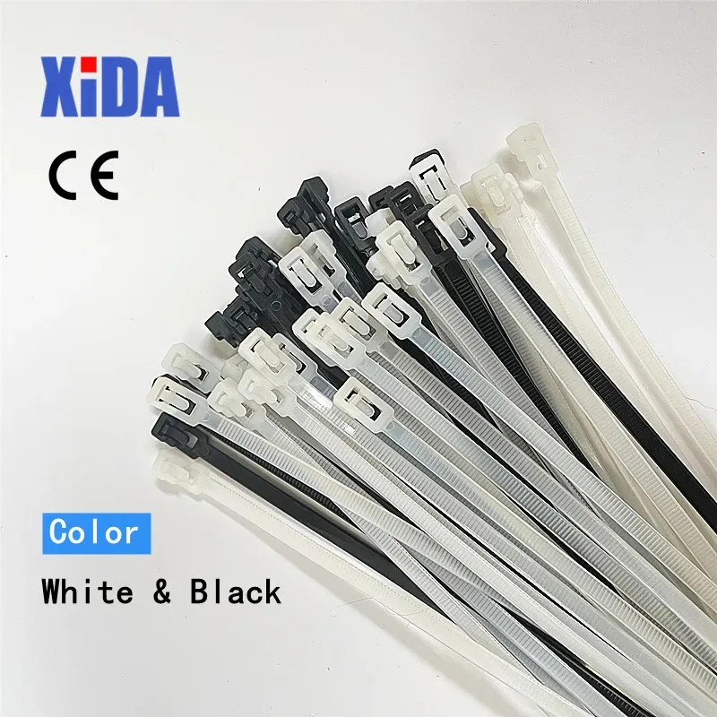100 Releasable Nylon Cable Ties May Loose Slipknot Tie Reusable Packaging Plastic Zip Tie Wrap Strap 8*150/200/250/300/400/450
