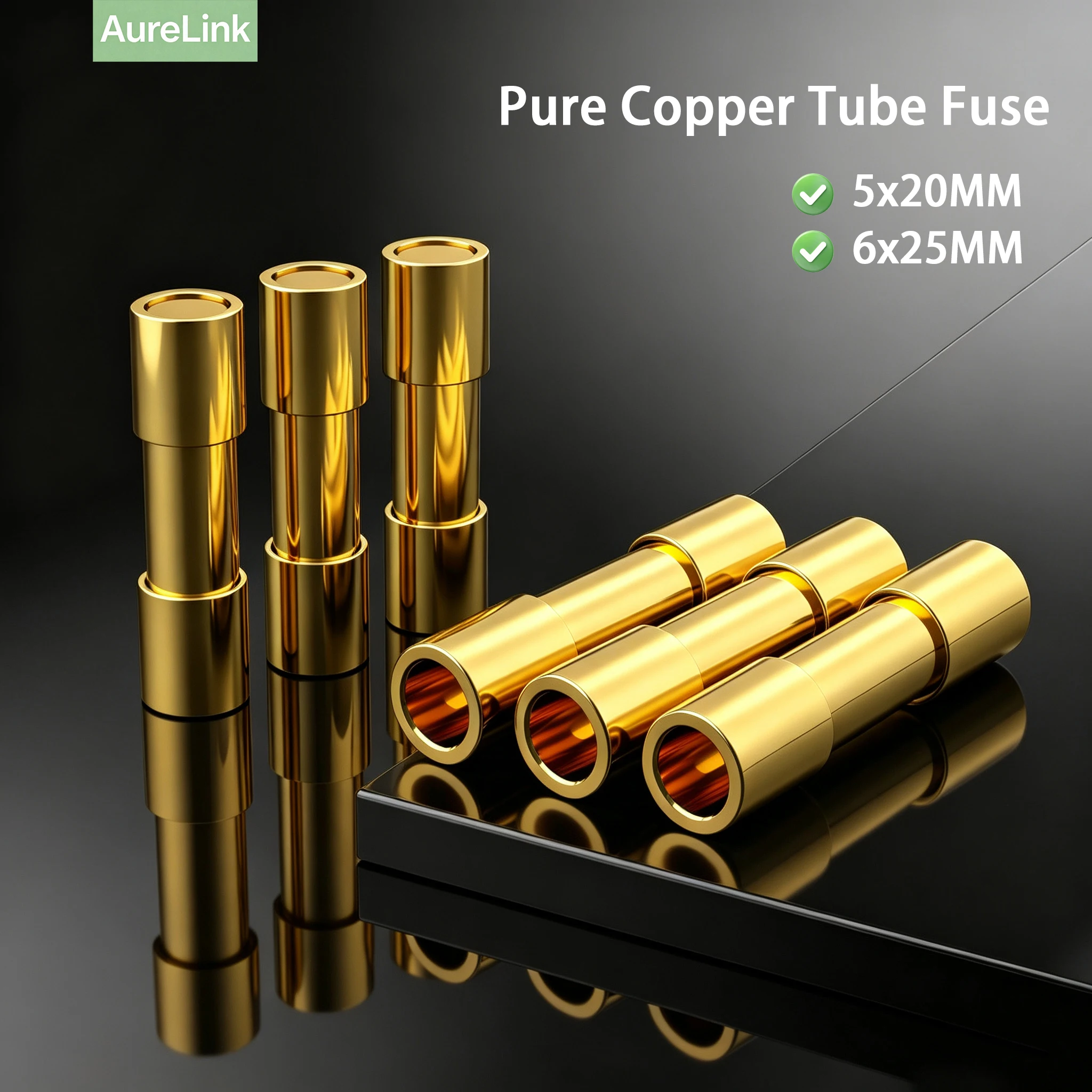 HIFI Audio Pure Copper Fuse 5X20mm 6 X25mm Power Supply with Filter Fuse Tube Amplifier Fuse