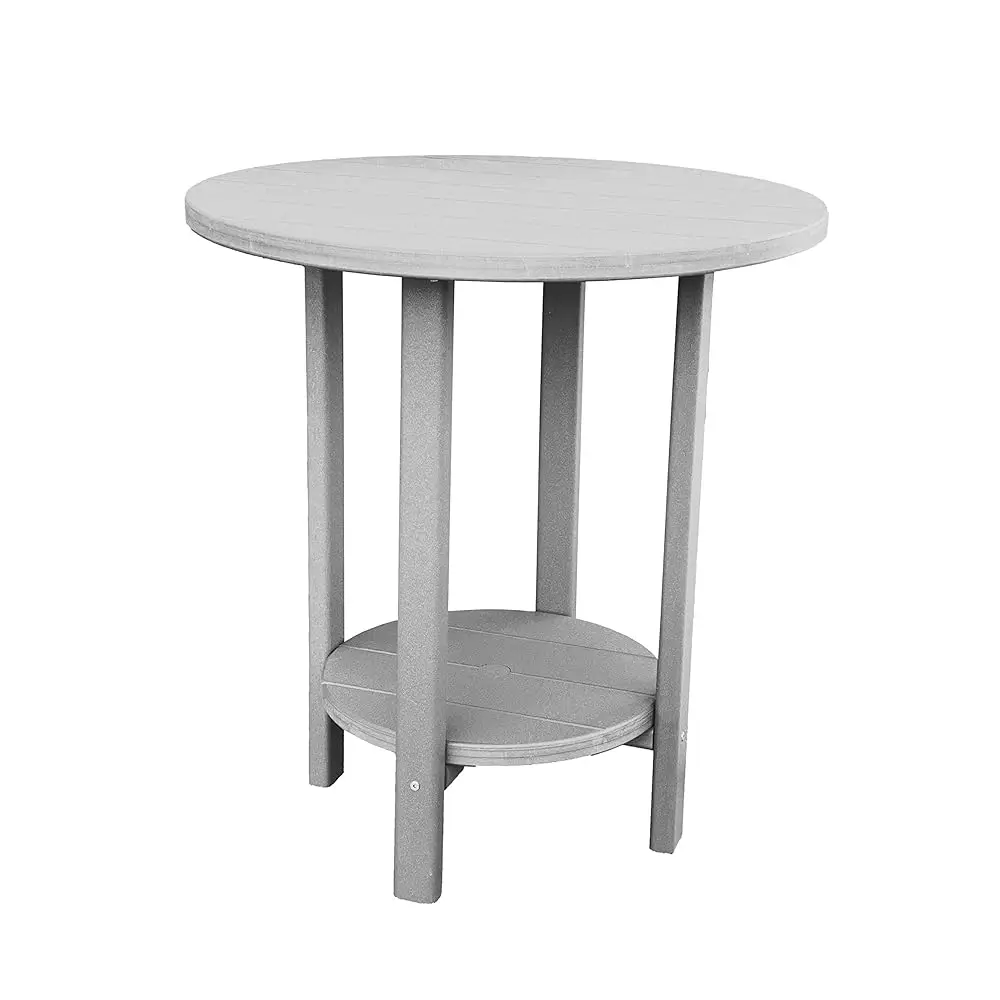 

Стол для патио с круглым стержнем - Барный стол на открытом воздухе - Мебель для патио на высоте балкона для вашего де - Уличная мебель из полиэстера, Серый