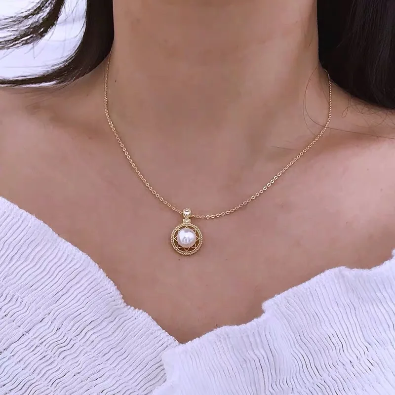 I'm losing money, but if you give me a 5-star review, please place an order, 5-6mm white pearl pendant 18K gold-plated