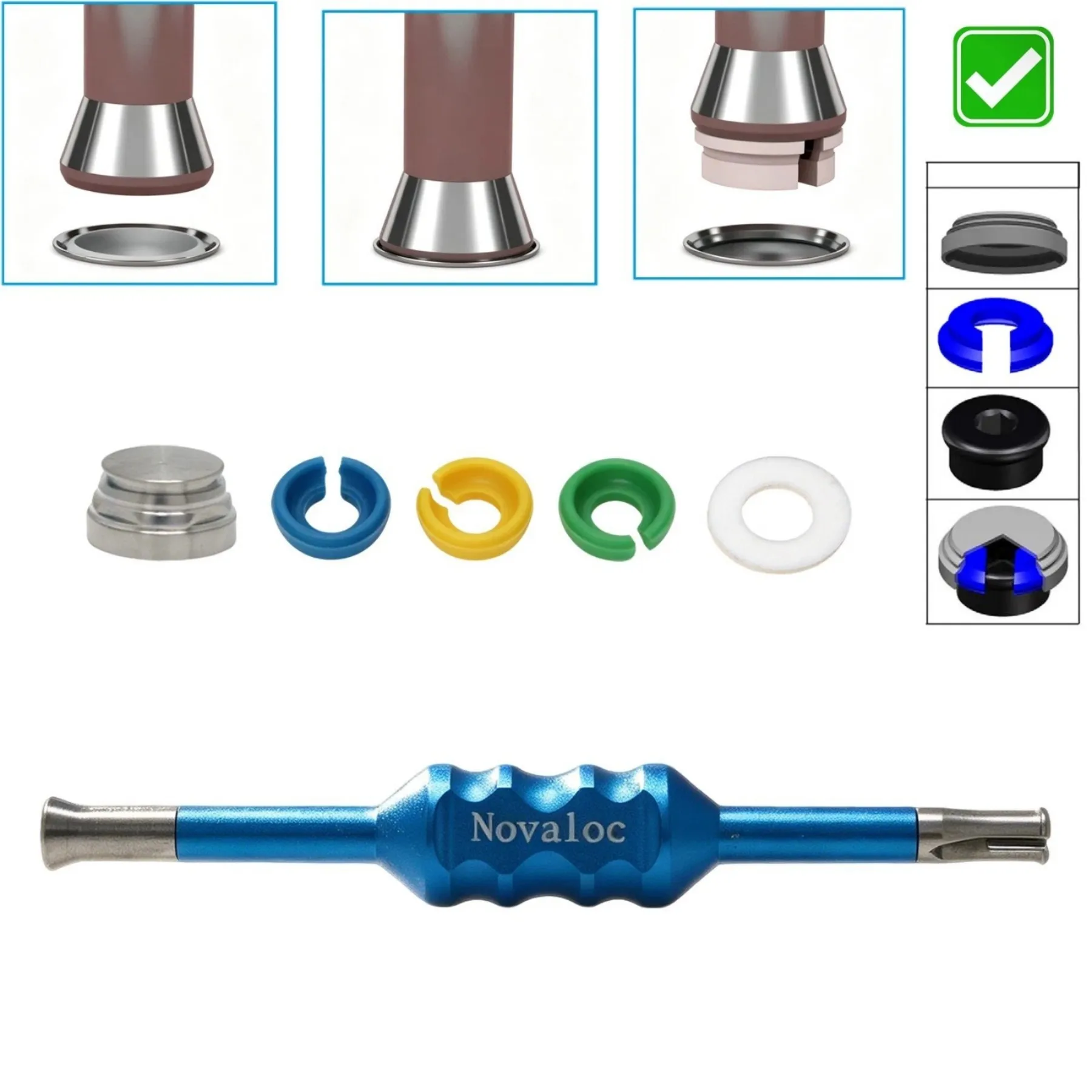 Overdenture Retention Inserts Mounting and Demounting Core Tool Implant Retention Insert Caps for Novaloc