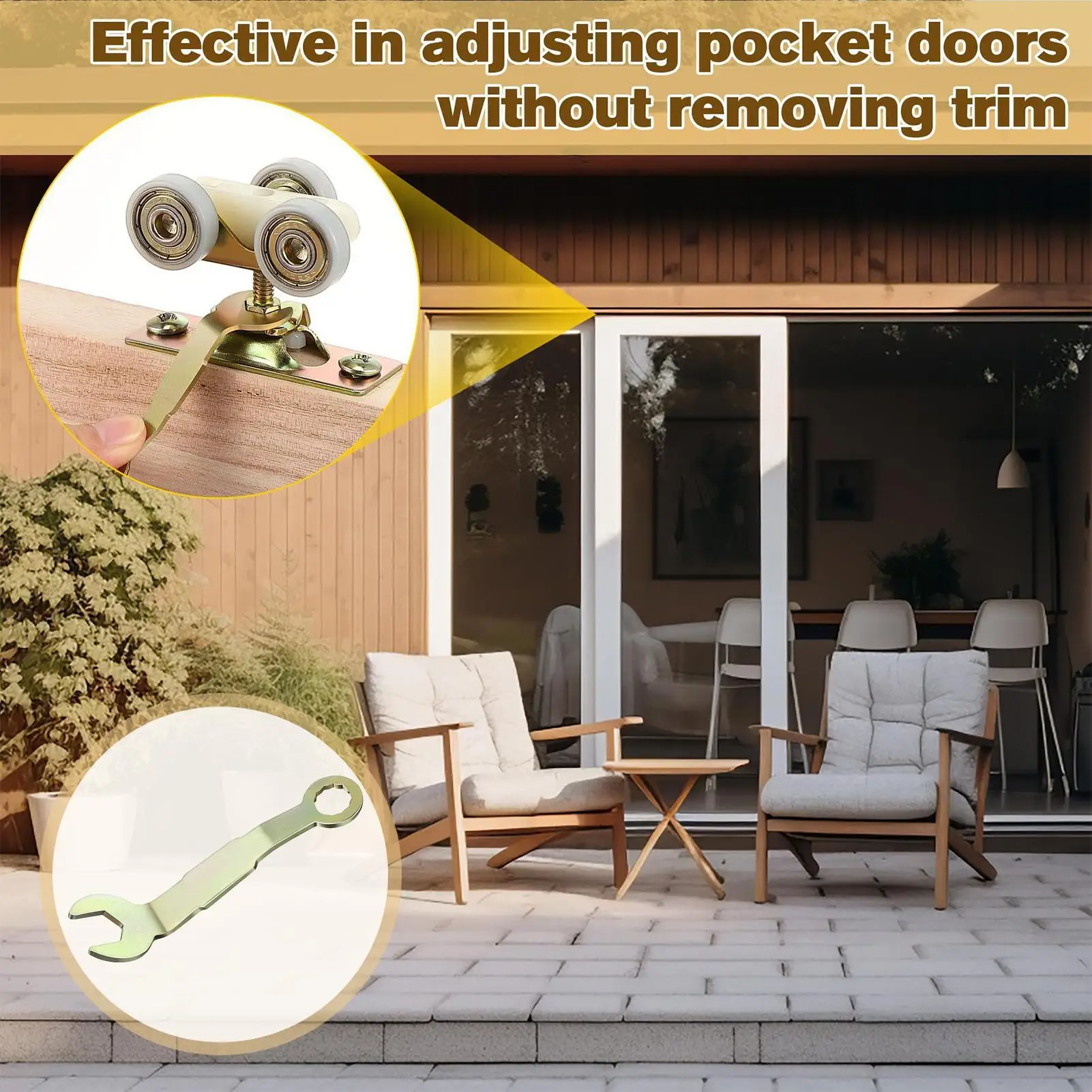 Pocket Door Wrench Bi-fold Pivot Door Hinge Wrench 3/8in Open Ergonomic Hardware Gadgets For Apartment Closet Cabinet Cupboard