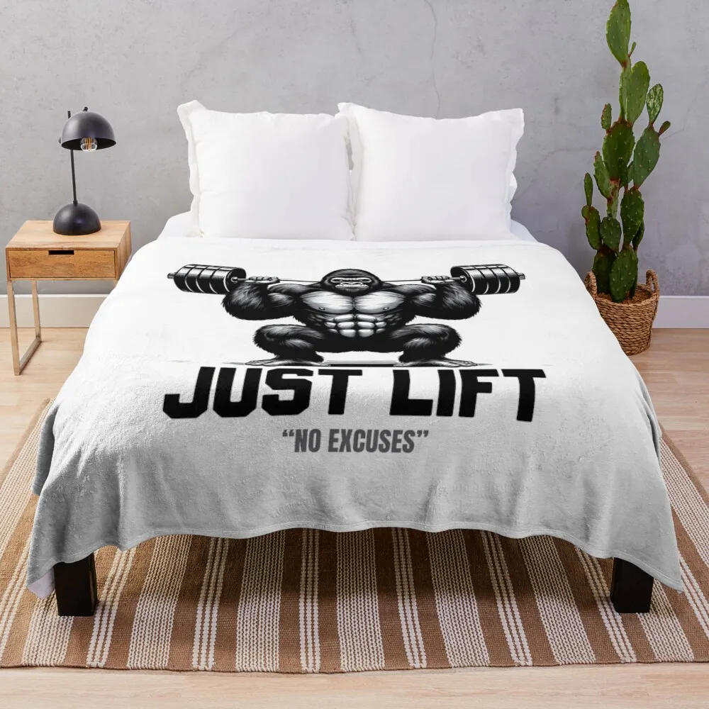 JUST LIFT No Excuses! Bodybuilding design. Throw Blanket Blankets For Bed Soft Blankets