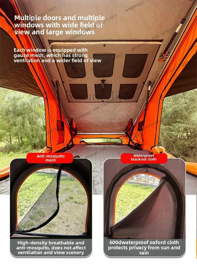 triangle car roof tent, ultra-thin solar panel fully automatic outdoor self-driving tour