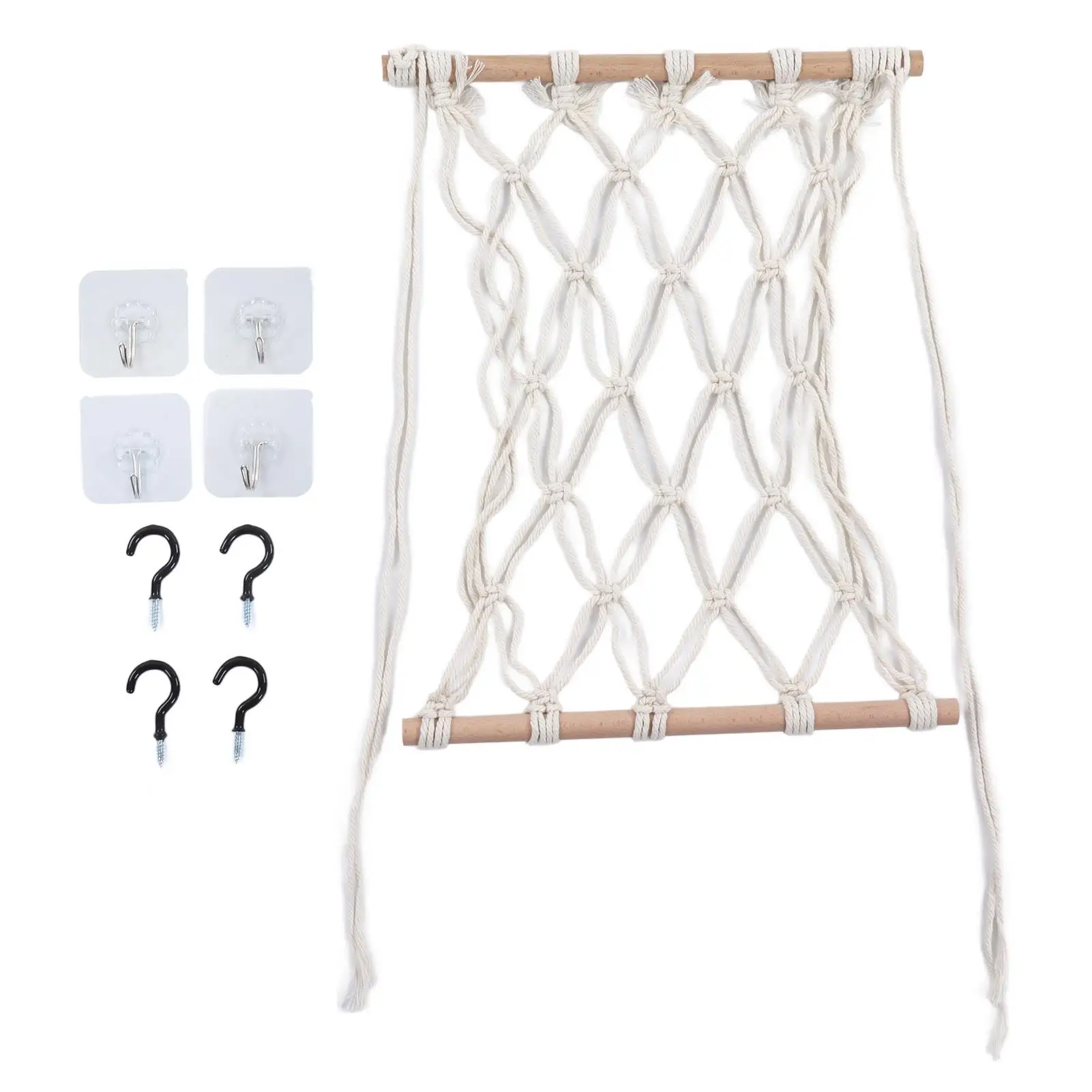 

White Nordic Style Cotton Fruit Hammock 40cm for kitchen RV Boat Home Decor Handmade Hanging Storage