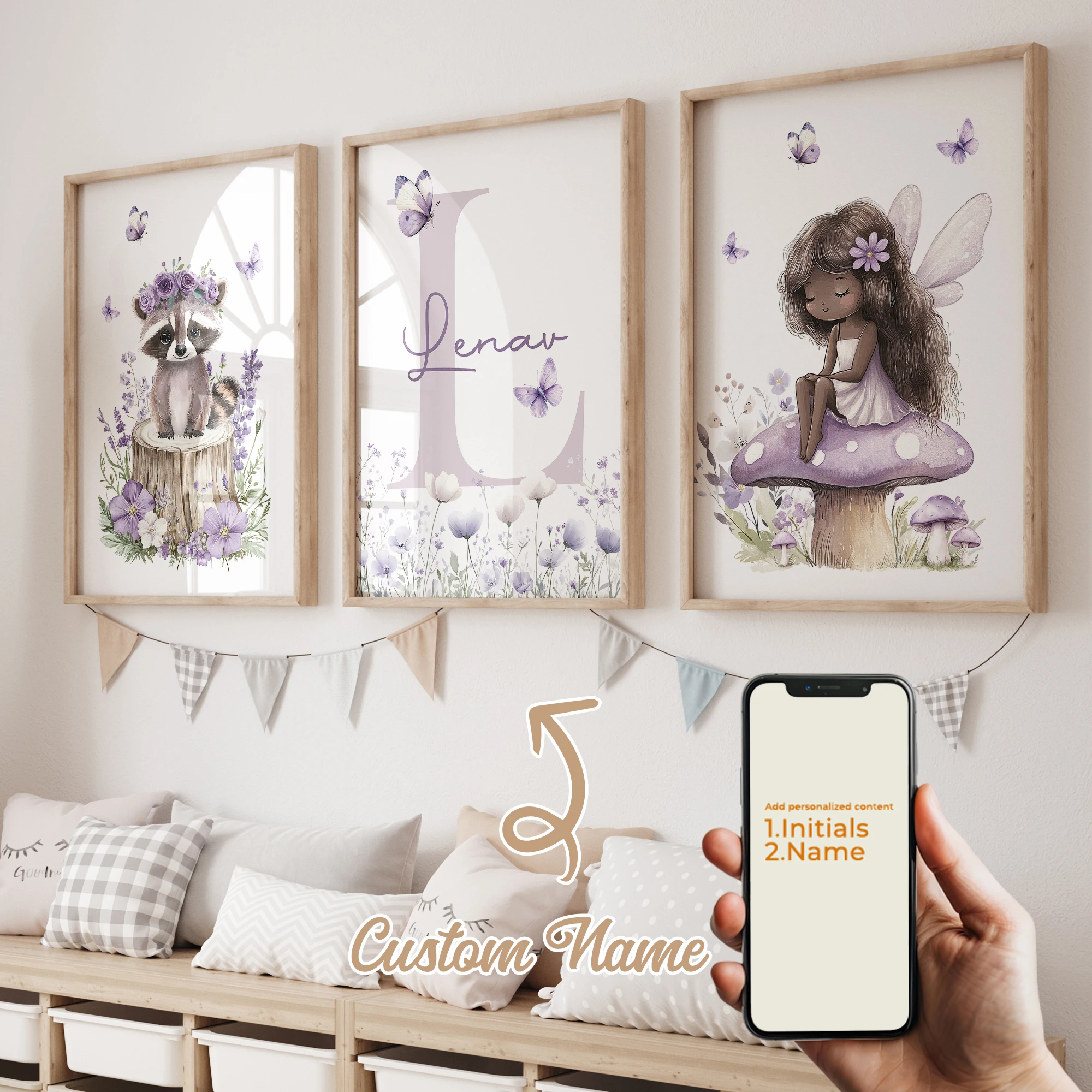 3 قطعة اسم مخصص شخصية الكرتون الطفل قزم جدار الفن طباعة صورة قماش المشارك اللوحة لغرفة المعيشة ديكور المنزل #3