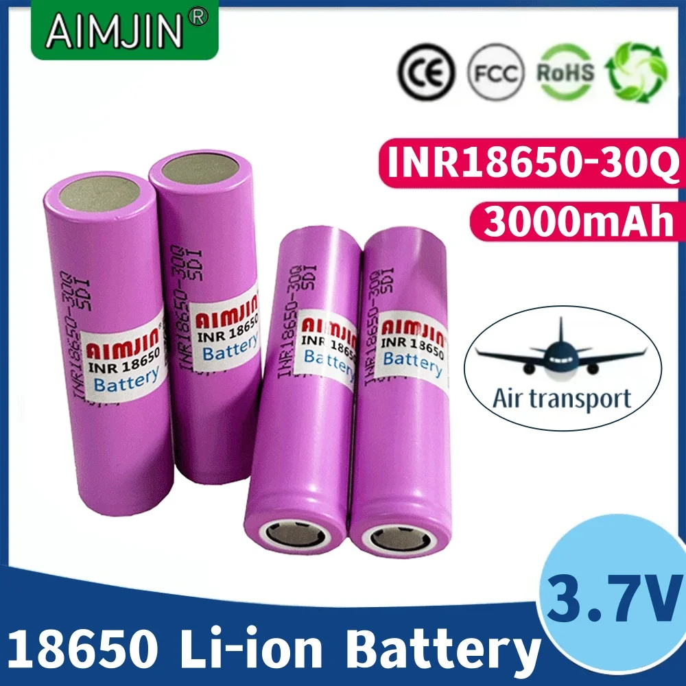 

18650 3.7V 3000mAh 20A Discharge Li-ion INR18650 30Q Rechargeable Battery ,for All Kinds of Electronic Products