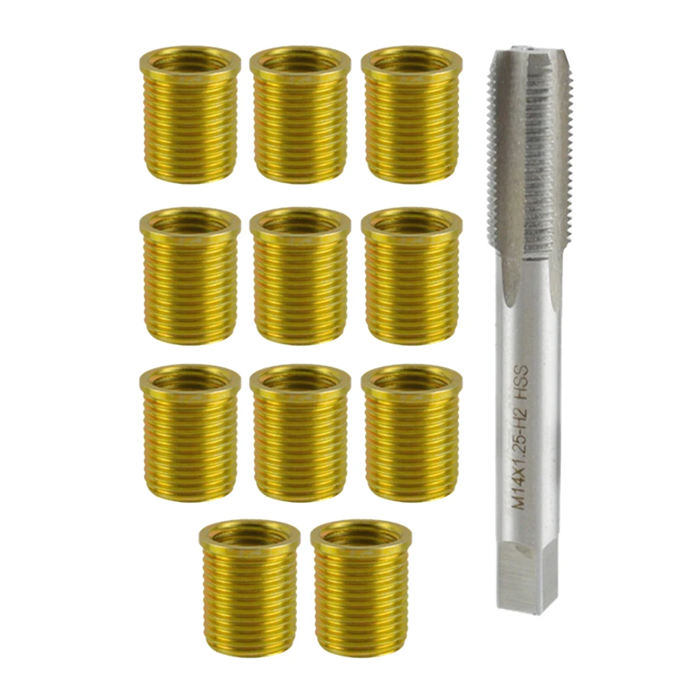 11pcs Thread Hole Repair Tools M12x1.25 Thread Inserts And M14x1.25 Thread Tap For Gasoline Engines Generators Repairing