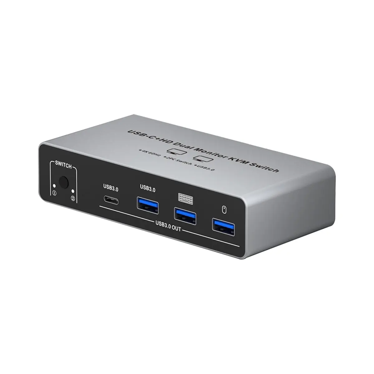 A77K USB-C+HD Dual Monitor KVM Switch 4K 60Hz 2 in 2 Out - 8K@60Hz HDMI-Compatible Splitter with Remote EU Plug