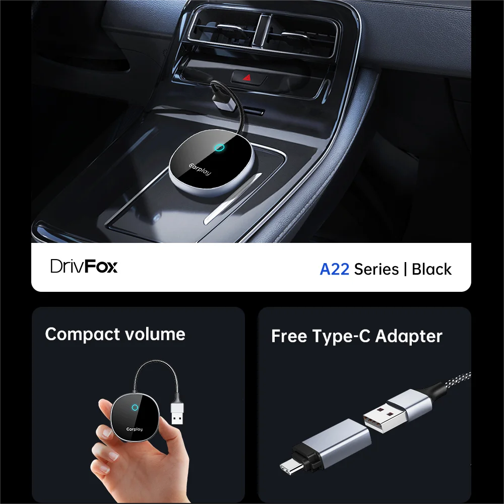 Wired to Wireless Carplay&Android Auto Adapter Wireless CarPlay with USB Android Auto Wireless Adapter Apple Car Play Plug