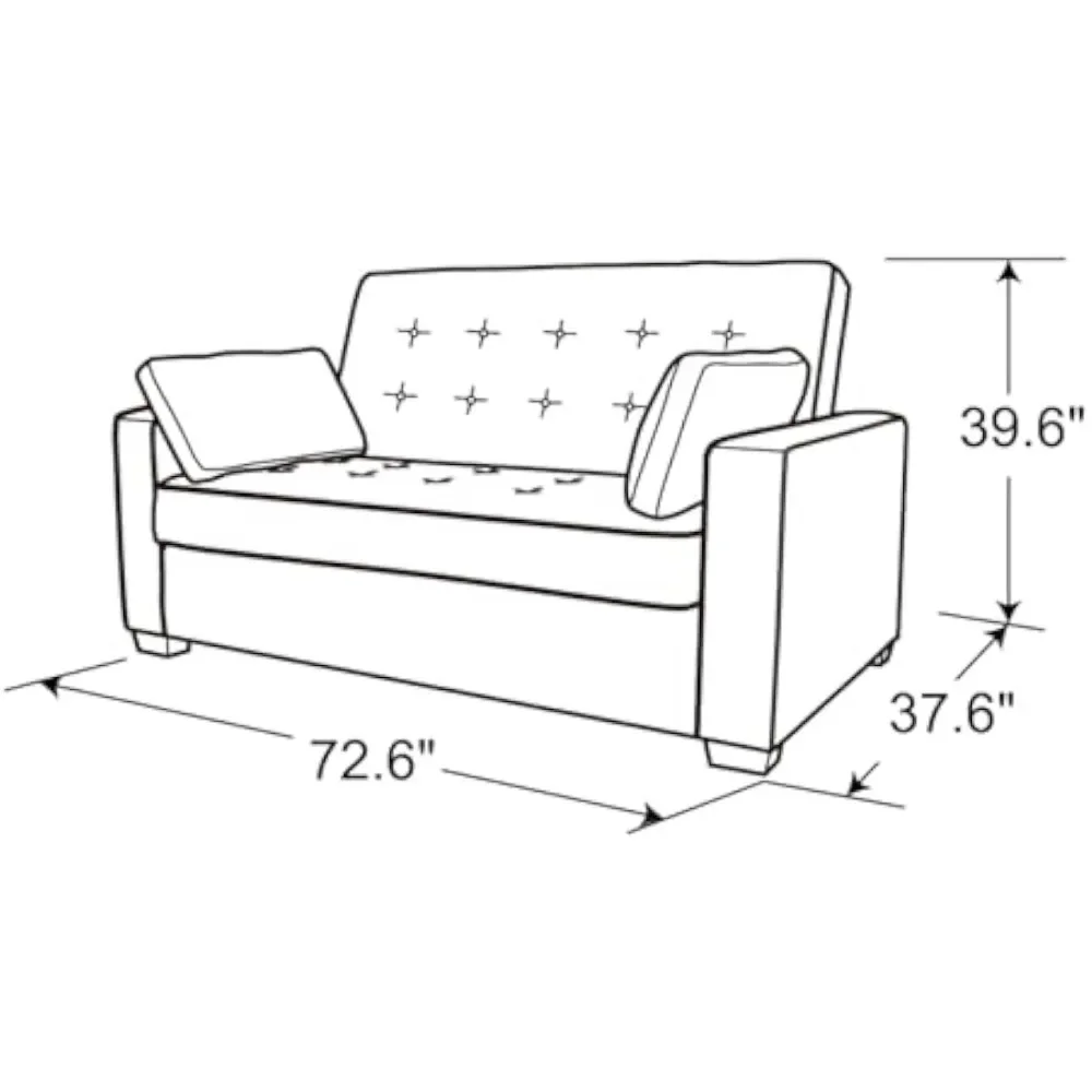 Lifestyle Solutions Ainsley Queen Size Convertible Loveseat, Light Grey