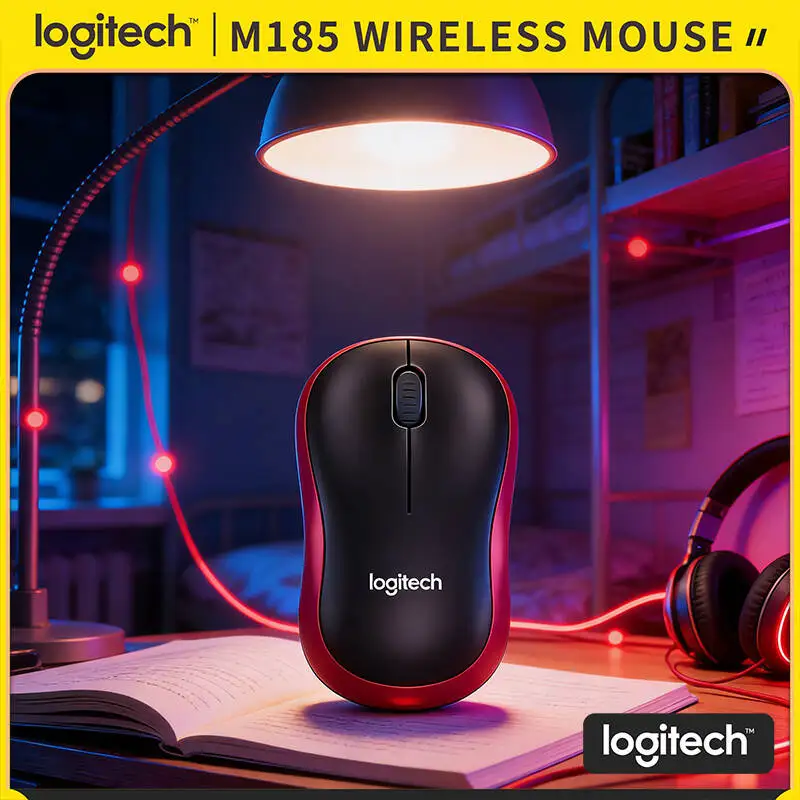 

Logitech M185 Wireless Office Mouse 2.4GHz Stable Connection 12-Month Battery 10m Coverage Ergonomic Grip Multi-System Accessory