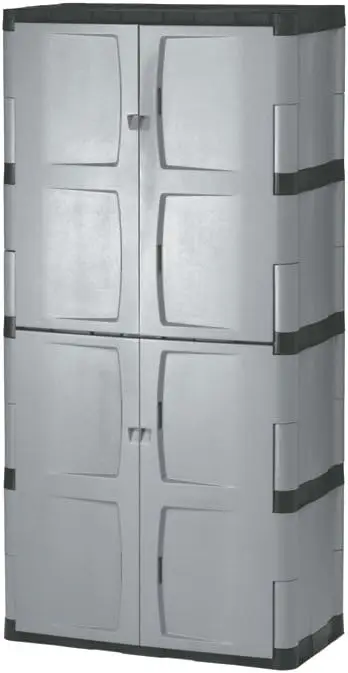 Armoire de rangement autoportante, meuble gris à cinq étagères avec double portes, verrouillable, grande capacité de 690 filtres