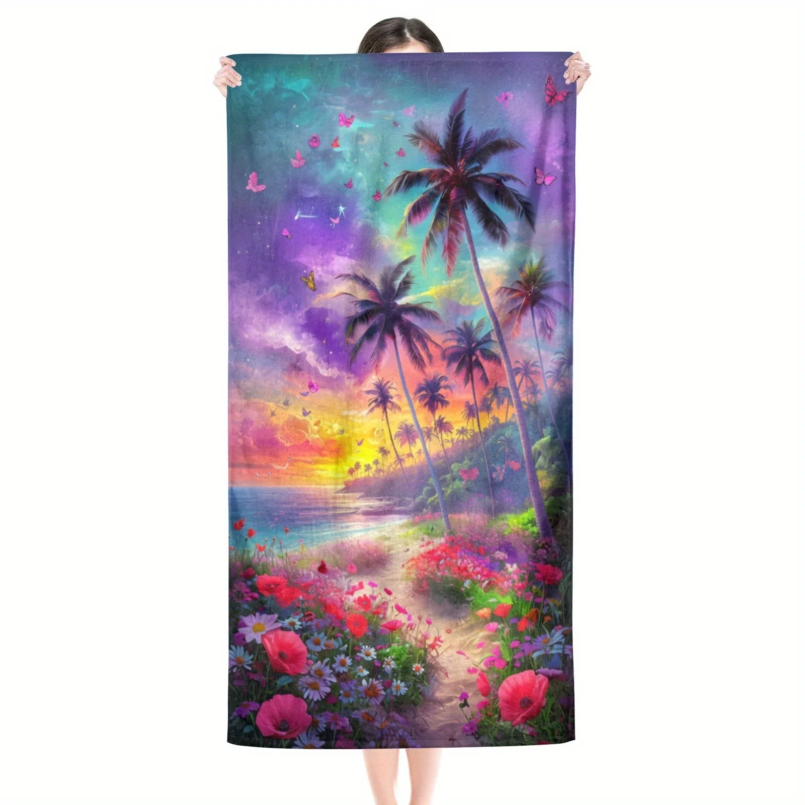 

Day of the Dead Sugar Skull Print Microfiber Quick Dry Sand Resistant Halloween Travel Camping Yoga Swim Bath Lightweight