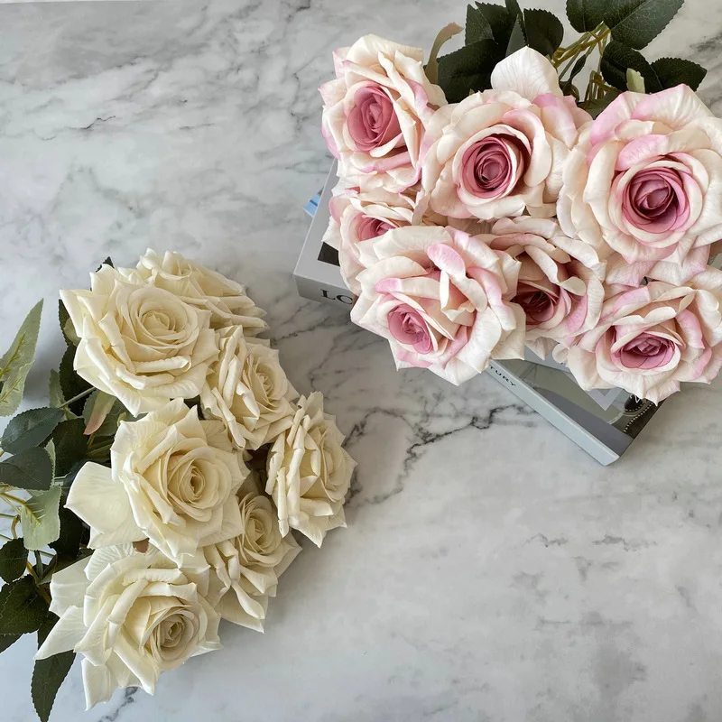 41CM 7-Fork Silk Screen Rose Artificial Flower Wedding Living Room Decoration Bouquet image 3
