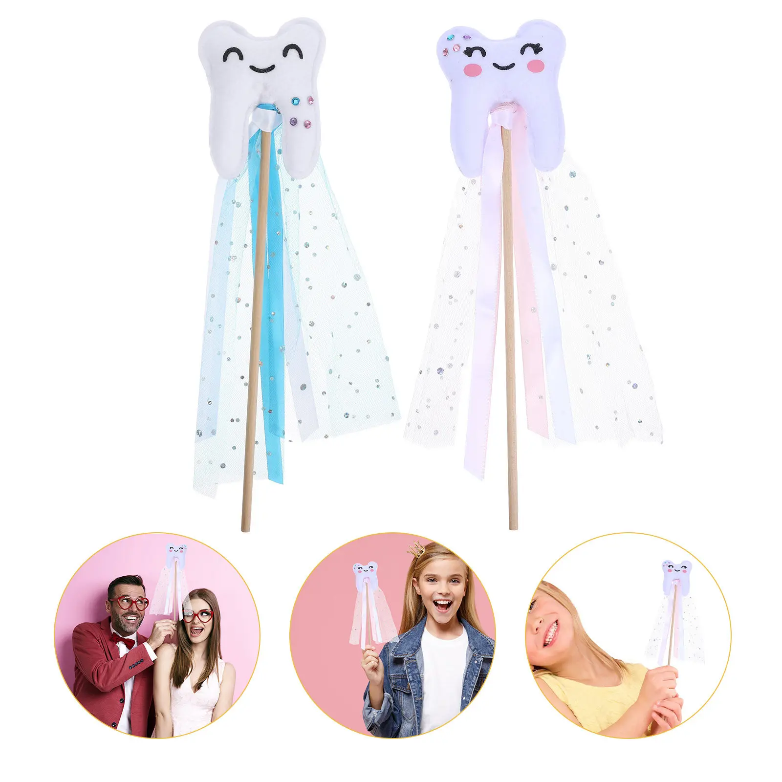 

Набор из 2-х легких декоративных волшебных палочек в форме зуба для вечеринок, косплея, дней рождения, выступлений, портативные палочки ангела