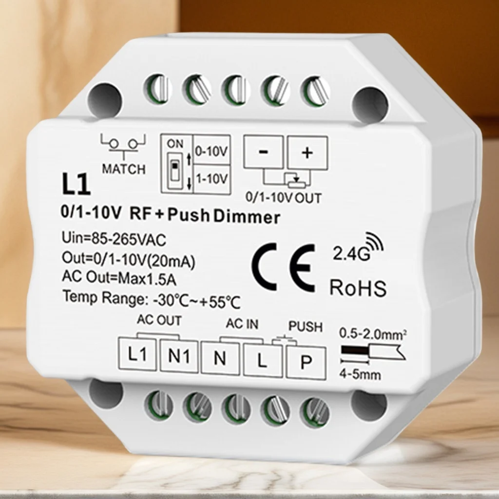 0/1-10V (WiFi +TUYA) LED Dimmer AC Push Switch 110V 220V Smart Life APP Voice Control L1(WT)