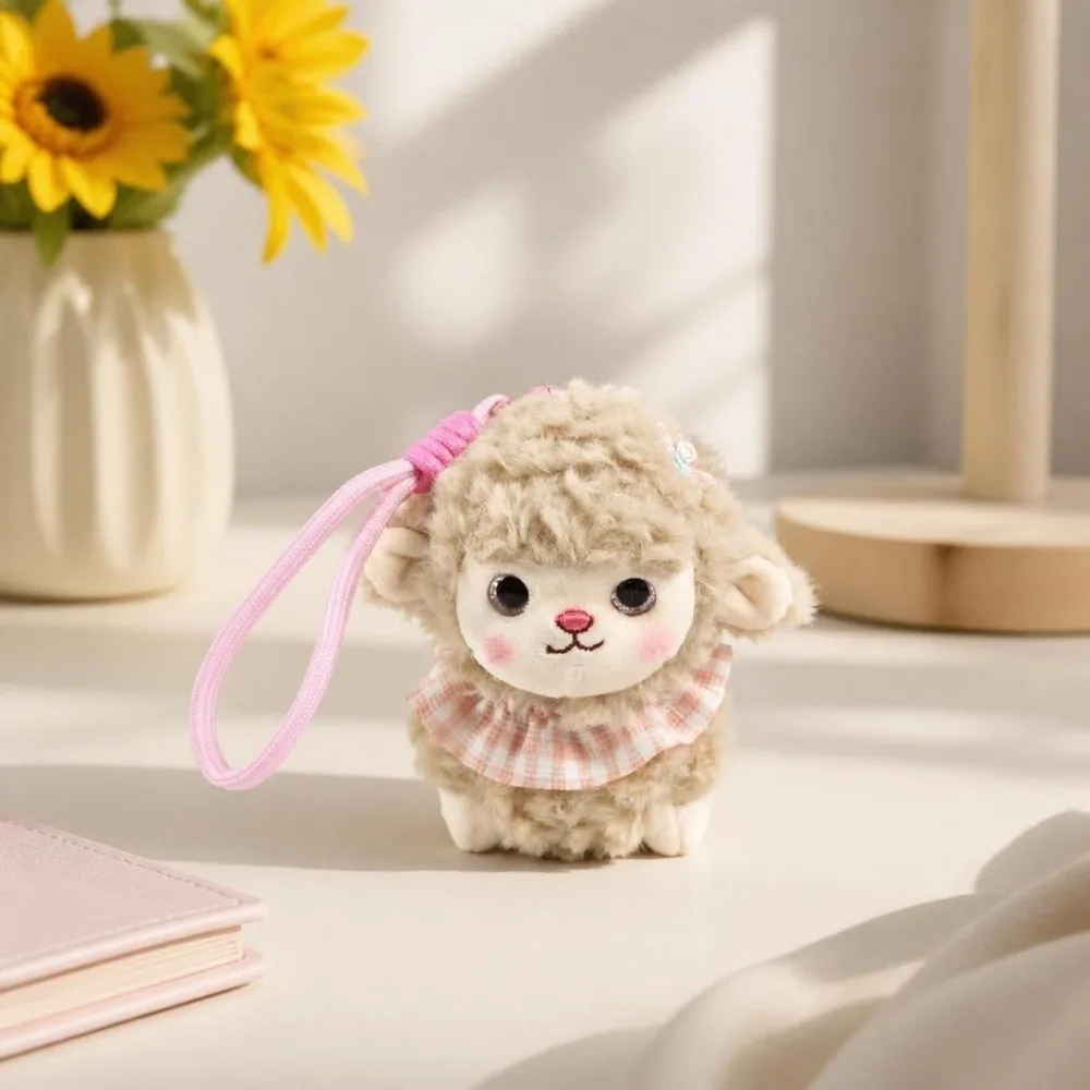 Bag Hanging Sheep Plush Keychain Ornaments Kawaii Sheep Plush Doll Lamb New Year Decorations Fluffy Lamb Pendant Backpack Decor