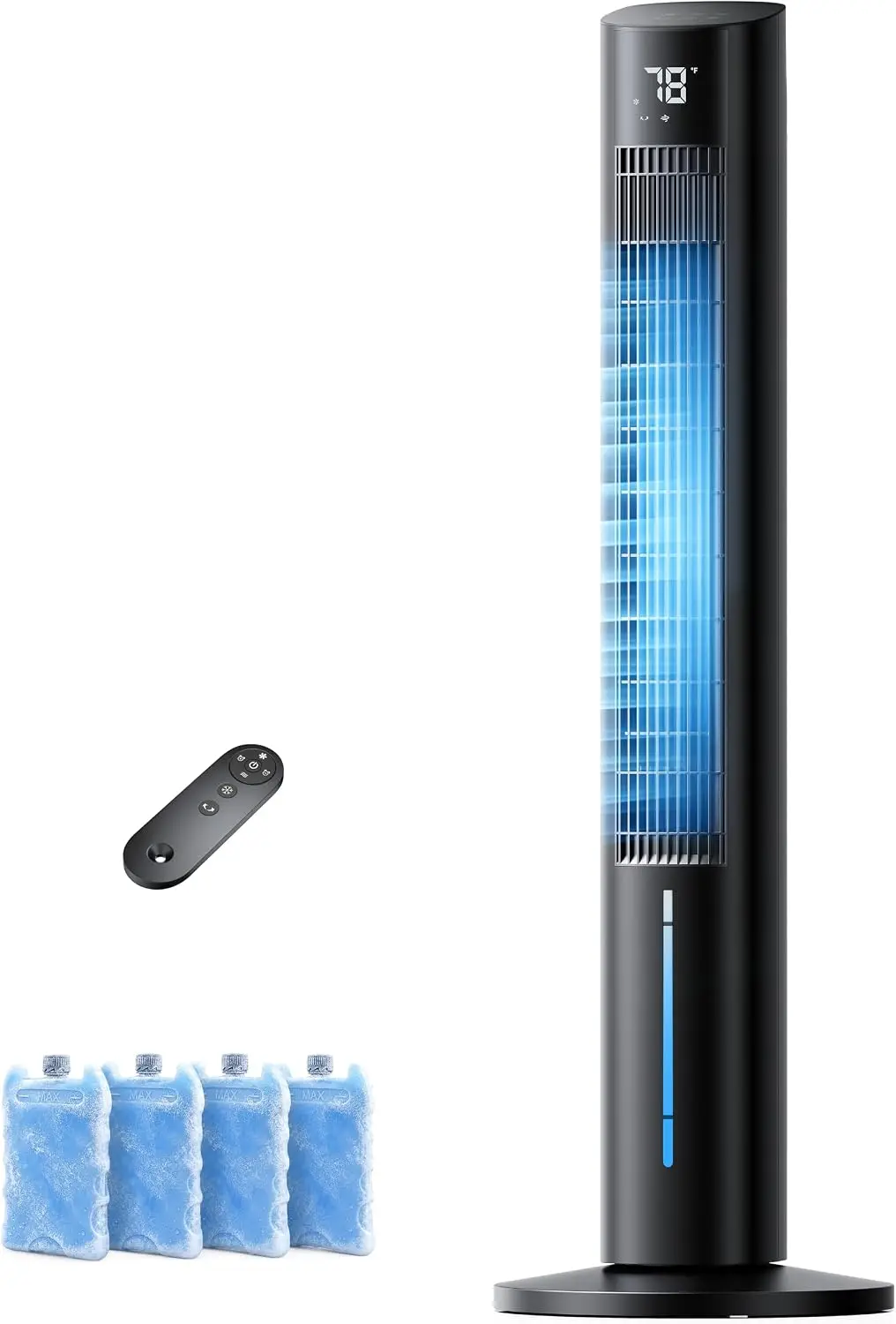 

45" 3-IN-1 Evaporative Cooler, No Window Needed, 12H Timer & 60° Swing, 1.06Gal Tank & 4 Ice Packs, Quiet Portable AC with Remote for Bedroom