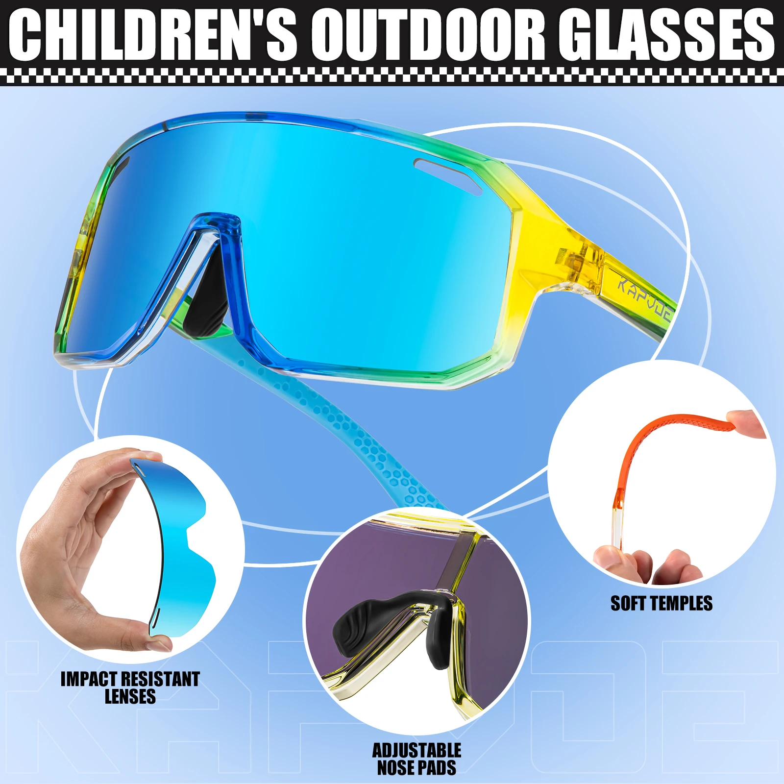 Kapvoe Child Cycling Glasses Kids Sports Sunglasses Small Size UV400 Boys Bike Eyewear Girls MTB Camping Fishing Sports Goggles