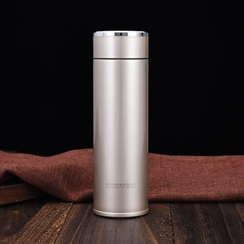 Zhiyin controlled warm cup business health cup men's simple silver cup full silver portable silver thermos cup