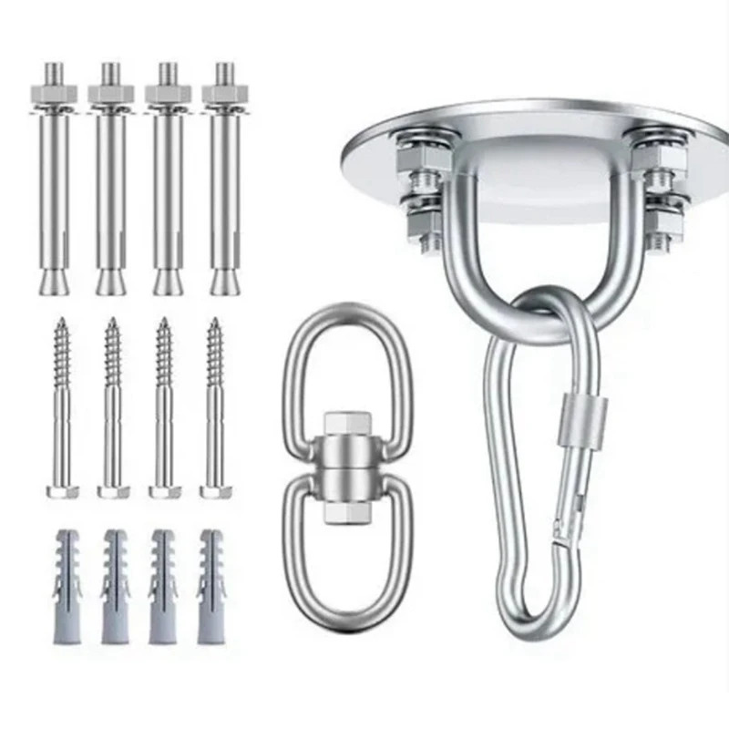 Bandeja fixa de aço inoxidável para ioga, cadeira suspensa, gancho para rede ao ar livre, bandeja suspensa de teto, fivela fixa, durável, fácil de usar