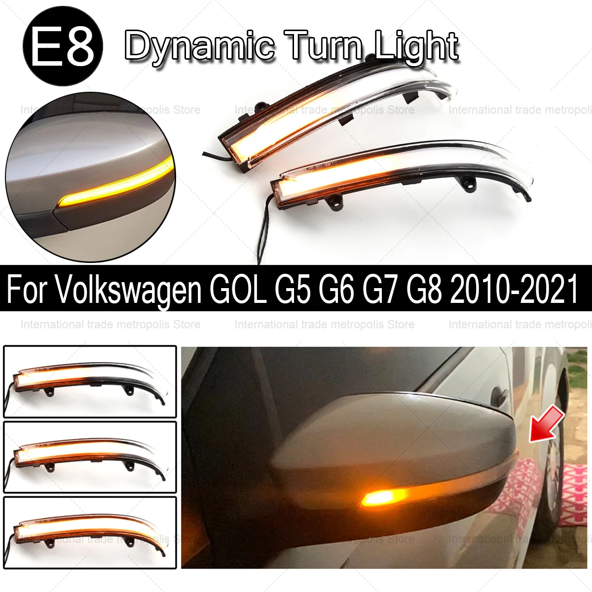 High Quality Dynamic Turn Signal Lamp For Volkswagen UP! GOL G6 G7 FOX Polo Golf4.5 Vento Saveiro Voyage Passat Car Accessories