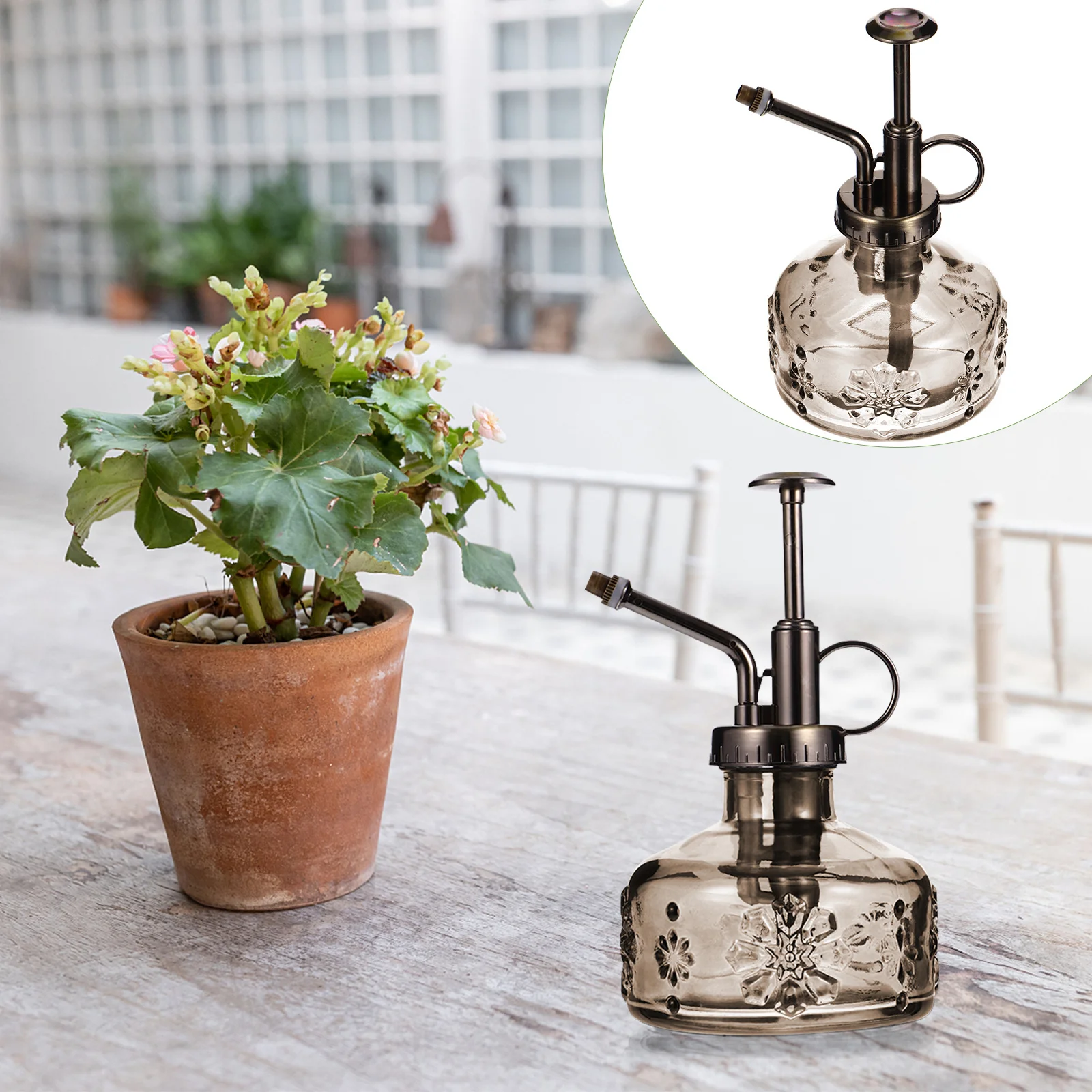 

1Pcs European Style Glass Watering Can Retro Relief Design Easy Watering Indoor Outdoor Plants Succulents Bonsai Flower Spray