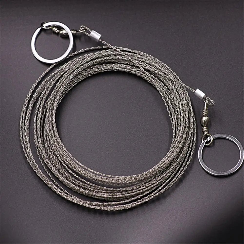 Outdoor Hand-Drawn Rope Saw 304 Stainless Steel Wire Saw Camping Life-Saving Woodworking Super Fine Hand Saw Wire Camping Gear