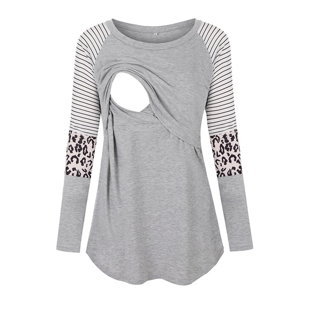 Frauen Mutterschaft Langarm Stillen Patchwork Farbe Tops Stillen Bluse – Detail 4