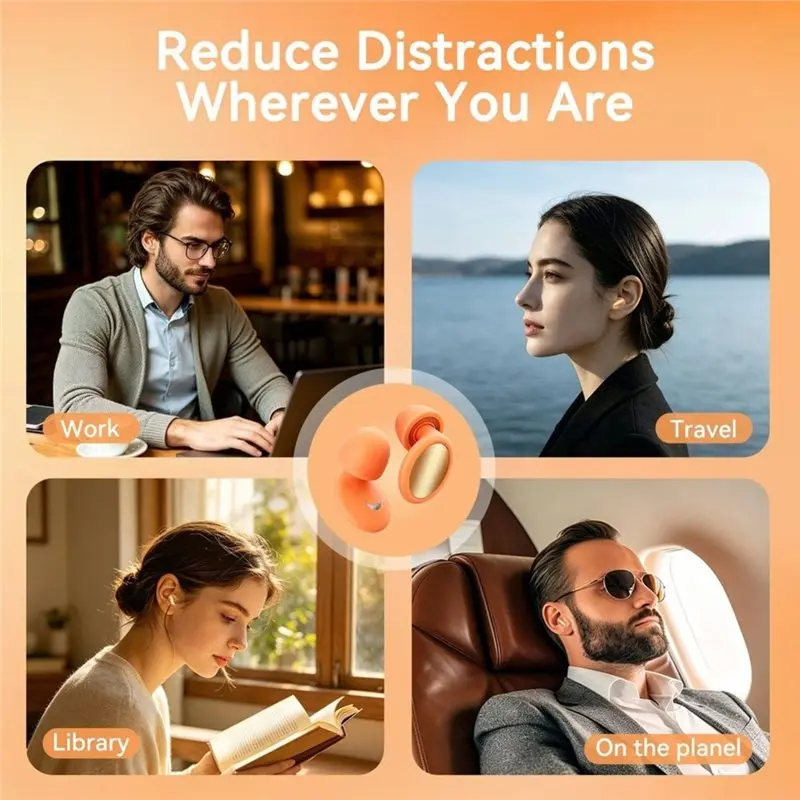 B92B-Reusable Earplugs For Sleep Noise Reduction,Soft Ear Plugs For Side Sleepers With 4 Sizes Ear Tips,Reusable With Case
