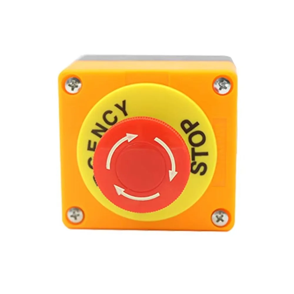 Red Sign Push Button Switch Waterproof Mushroom Cap Emergency Stop Button Switch Box Lockable Emergency Stop Button Plastic