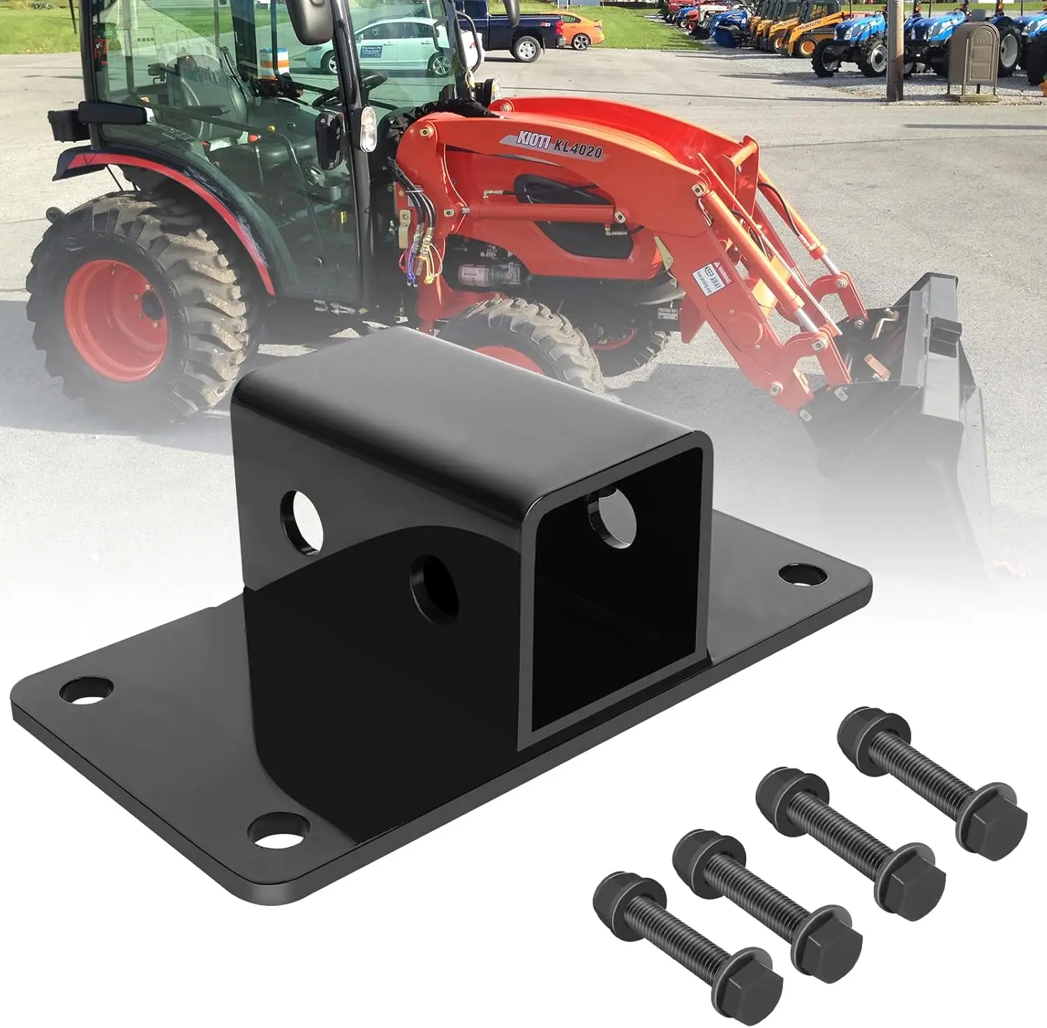 

Bolt-on Tractor Bucket 2' Receiver, 5/8' Hitch Pin Hole, Class 3 Trailer Hitch, 12000lbs, Fits Tractor, RV, UTV, Truck
