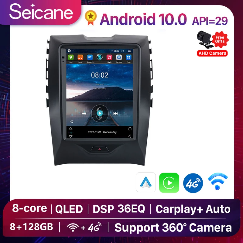 Seicane 9.7 inch Android 10.0  8+128G DSP IPS Carplay Car Head Unit Player GPS Radio Stereo 4G For 2015 2016 2017 2018 Ford Edge