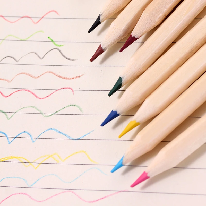 قلم تلوين احترافي 12 لونًا للأطفال مستلزمات مدرسية Kawaii 2023 أدوات مكتبية مكونة من أقلام رصاص ملونة زيتية