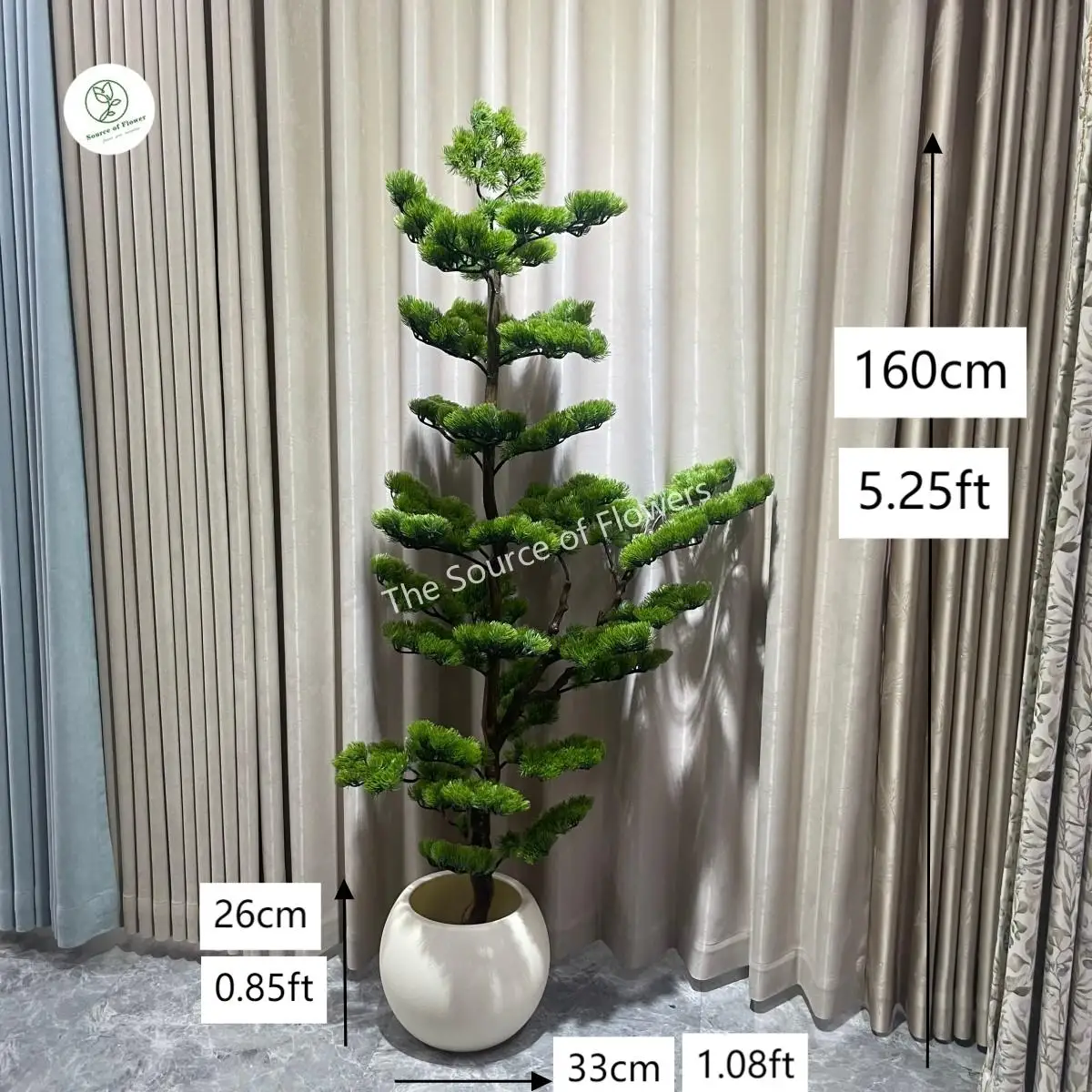 Large Outdoor Artificial Landscape Pine Tree 1.6m 3ft5ftGreen Plastic Fake Tree With Grass And Leaves For Indoor/Outdoor Decor