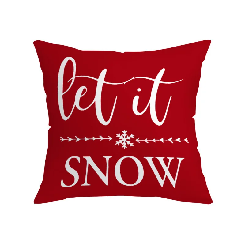 Christmas letter single-sided printing cross-border new festive red pillowcase Santa modern living room pillow cover