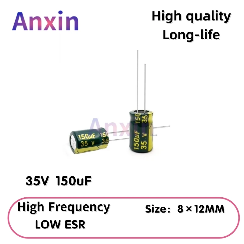 

20PCS 35V150uF Aluminum Capacitor, High Frequency Low ESR 105°C Radial for Power Supply Long-life 8×12MM