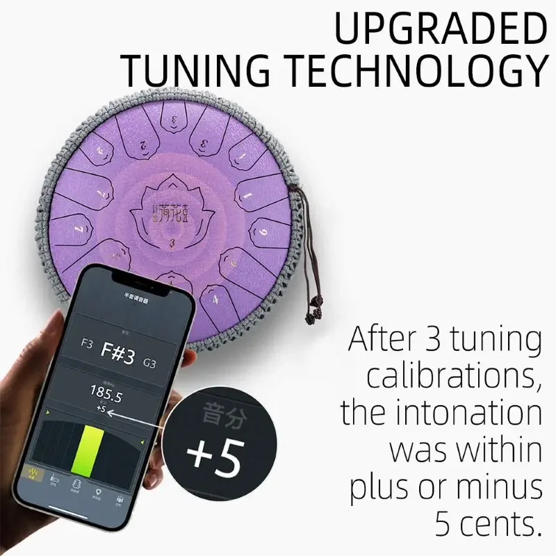 Hluru Steel Tongue Drum Glucophone 13 Inch 15 Notes C Tone Music Drum Ethereal Drum Percussion Musical Instruments Steel Drum