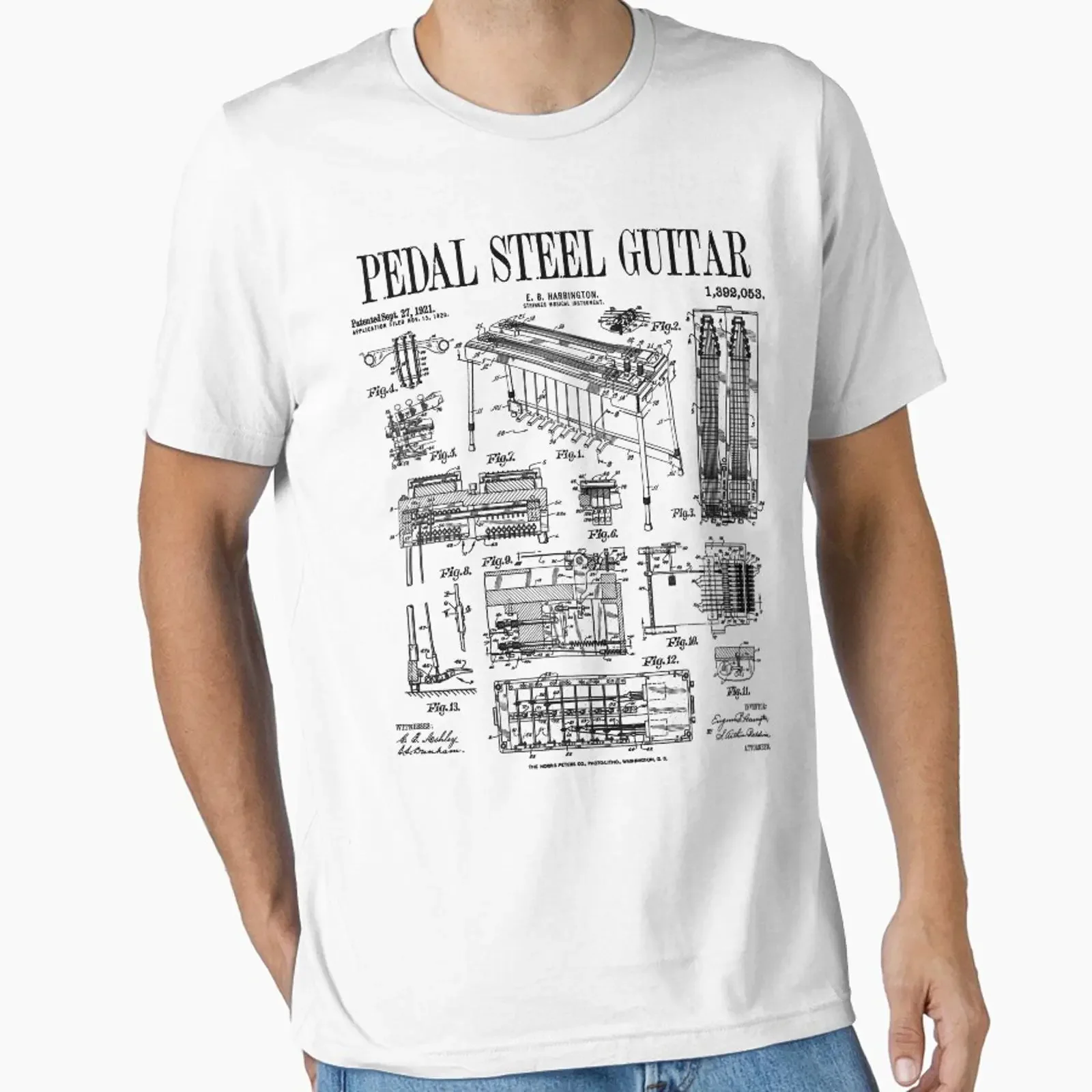 Pedal Steel Guitar Player Guitarist Funny Vintage Patent designed and sold by GrandeDuc vintage Washed Slightly Stretched