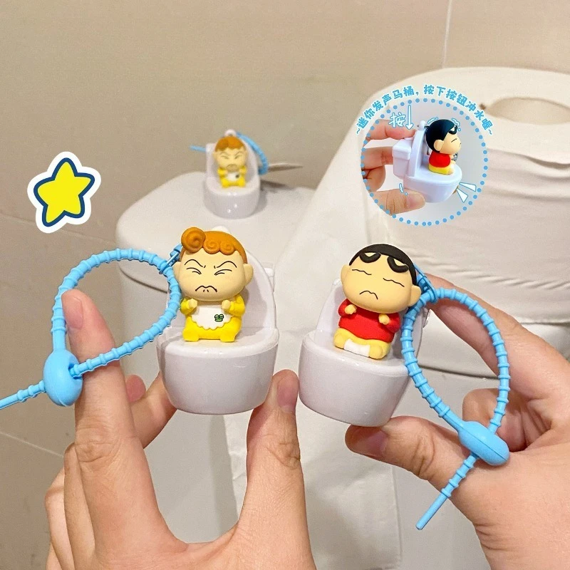 

Crayon ShinChans Cute & Personalized Sound‑Making Toilet‑Series Car Keychains Funny Novelty Decorative Bag Charms for Daily Use