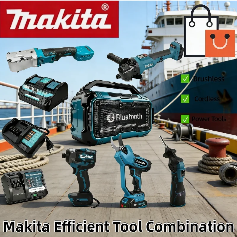 

Набор для резки Makita: бесщеточная шлифовальная машина, пистолет для зачистки, 18В/20В, в комплекте с различными аксессуарами для зарядного устройства.
