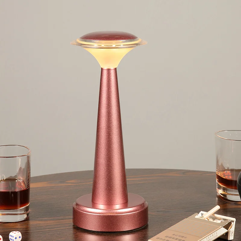 

LED Metal Table Lamp Wireless Rechargeable Dinner Bar Cordless Table Light Decorative Atmosphere Lighting For Hotel Restaurant