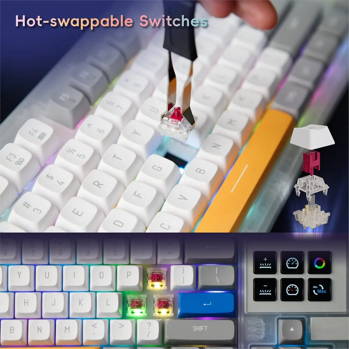 (A99Z] K1 Pro 6 LCD Visual Mechanical Keyboard Hot‑Swappable Macro Gaming Console RGB Controller