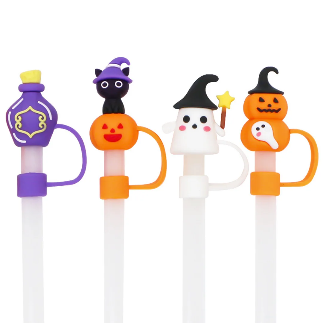 Halloween Straw Cover Cap for Stanley Cup,Cute Ghost Halloween Straw Topper,Portable Drinking Straws Topper Covers 10mm